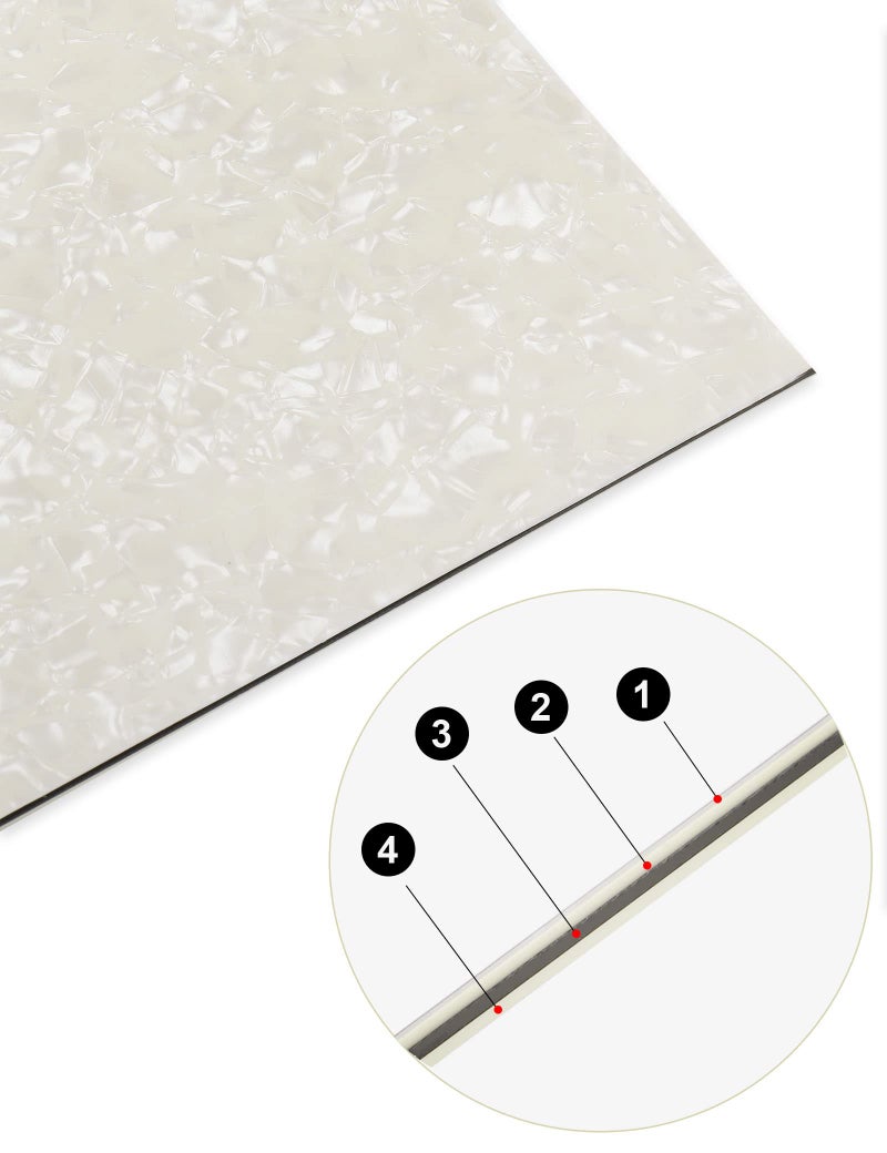 Mr.Power 11.6 x17 Inch Guitar Bass Pickguard Blank Material DIY Sheet Scratch Plate Backplate for Strat Tele Guitar Jazz P Bass (4Ply Vintage White Pearl)) - Image 3